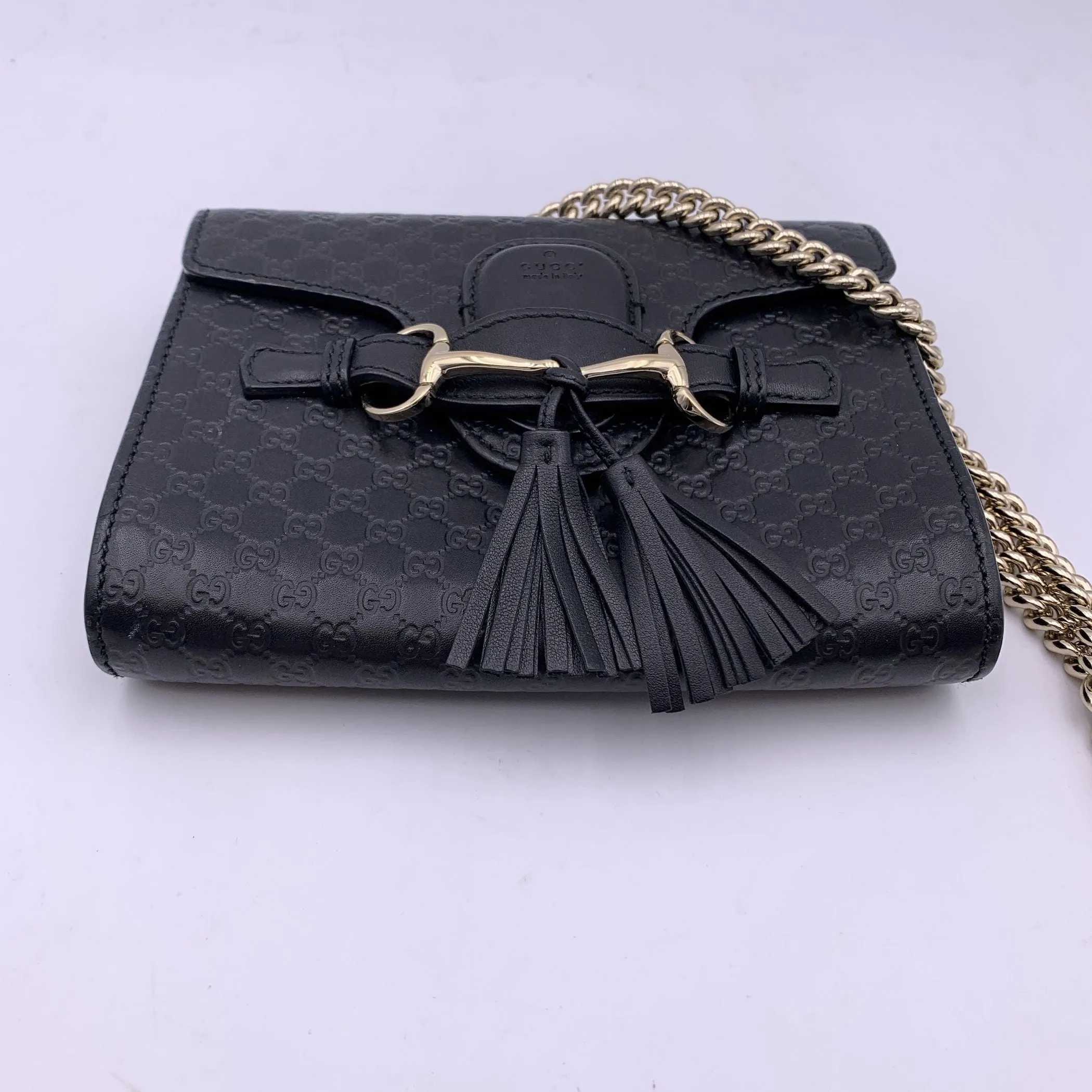 Gucci Black Microguccissima Leather Mini Emily Shoulder Bag