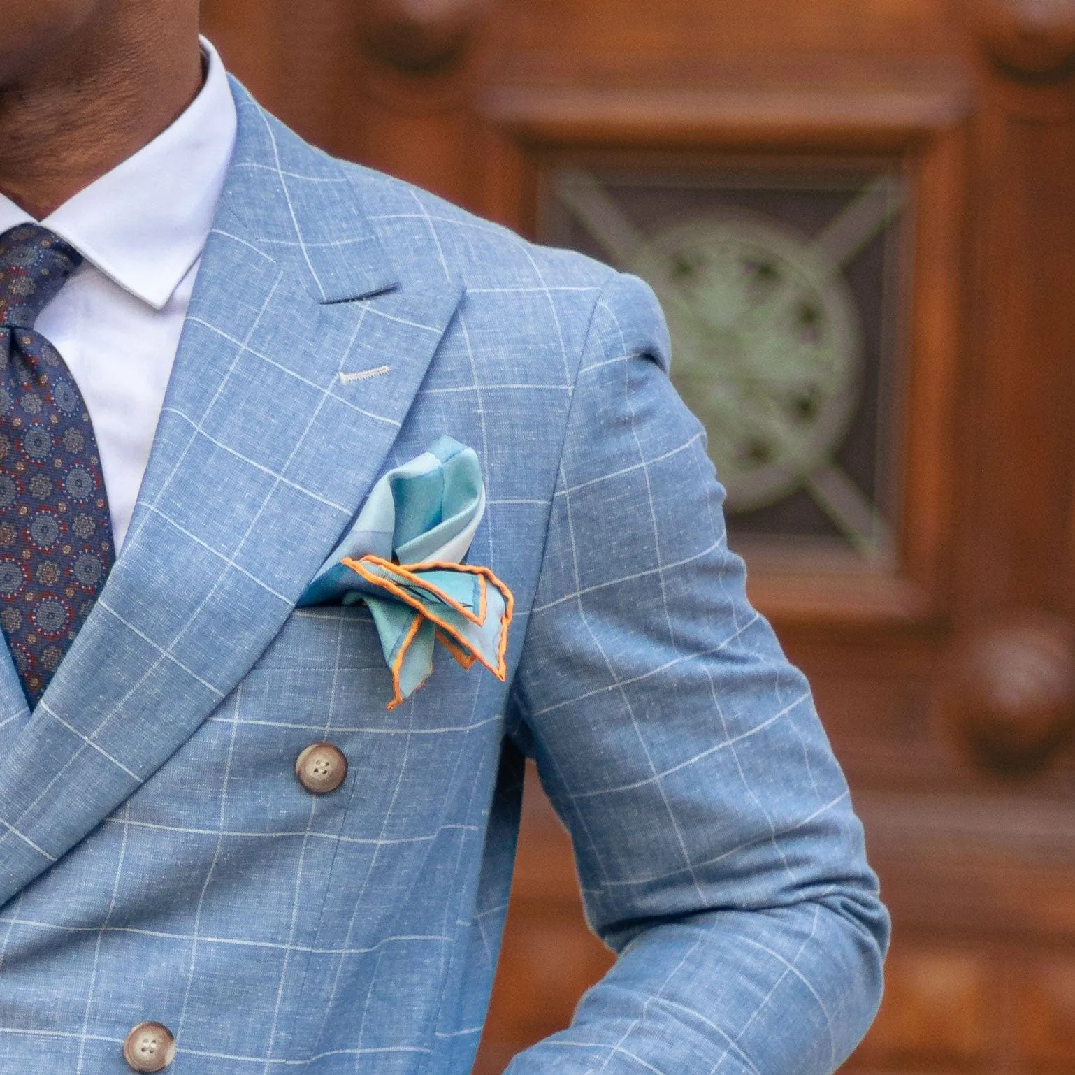 Harmony - Silk Pocket Square - Blue