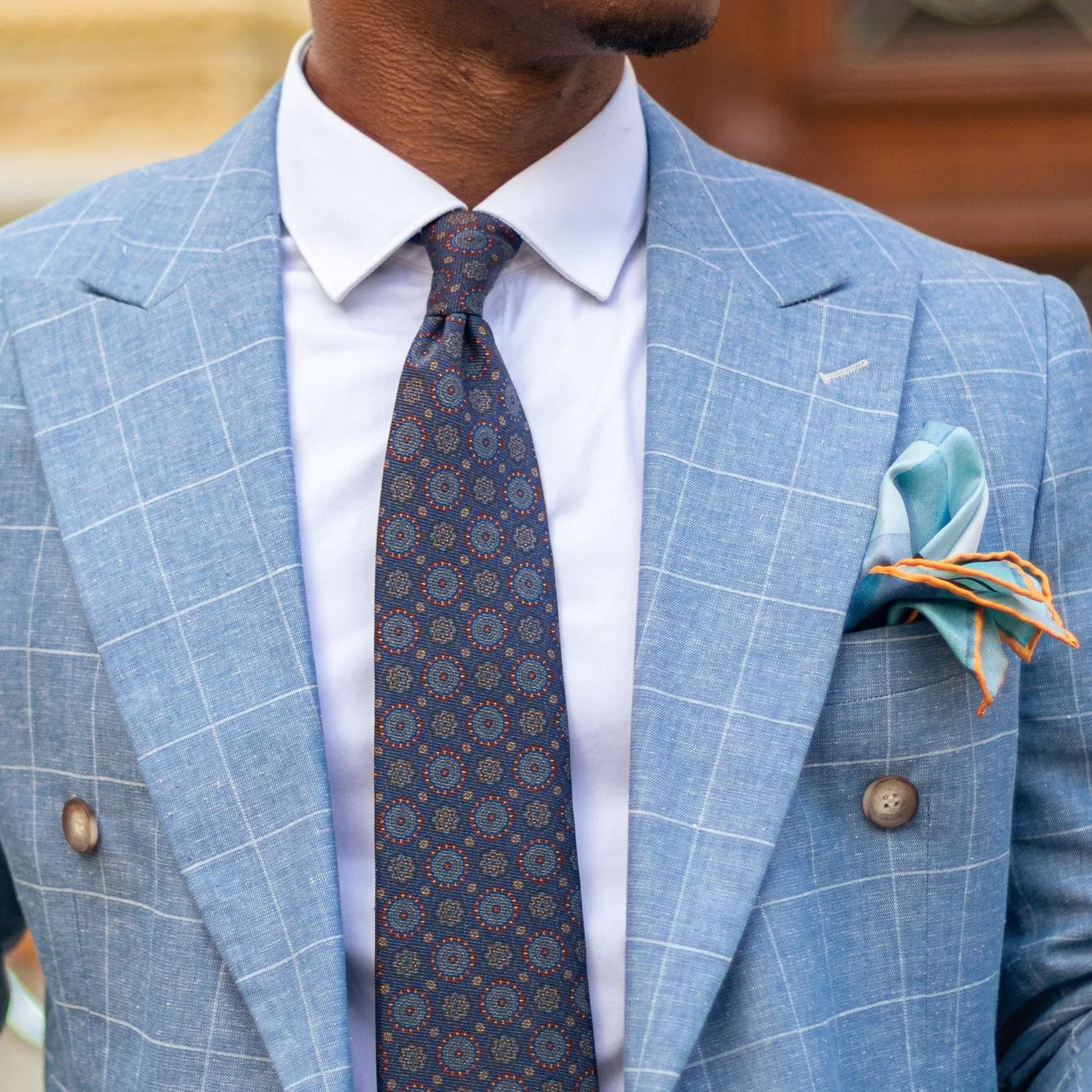 Harmony - Silk Pocket Square - Blue
