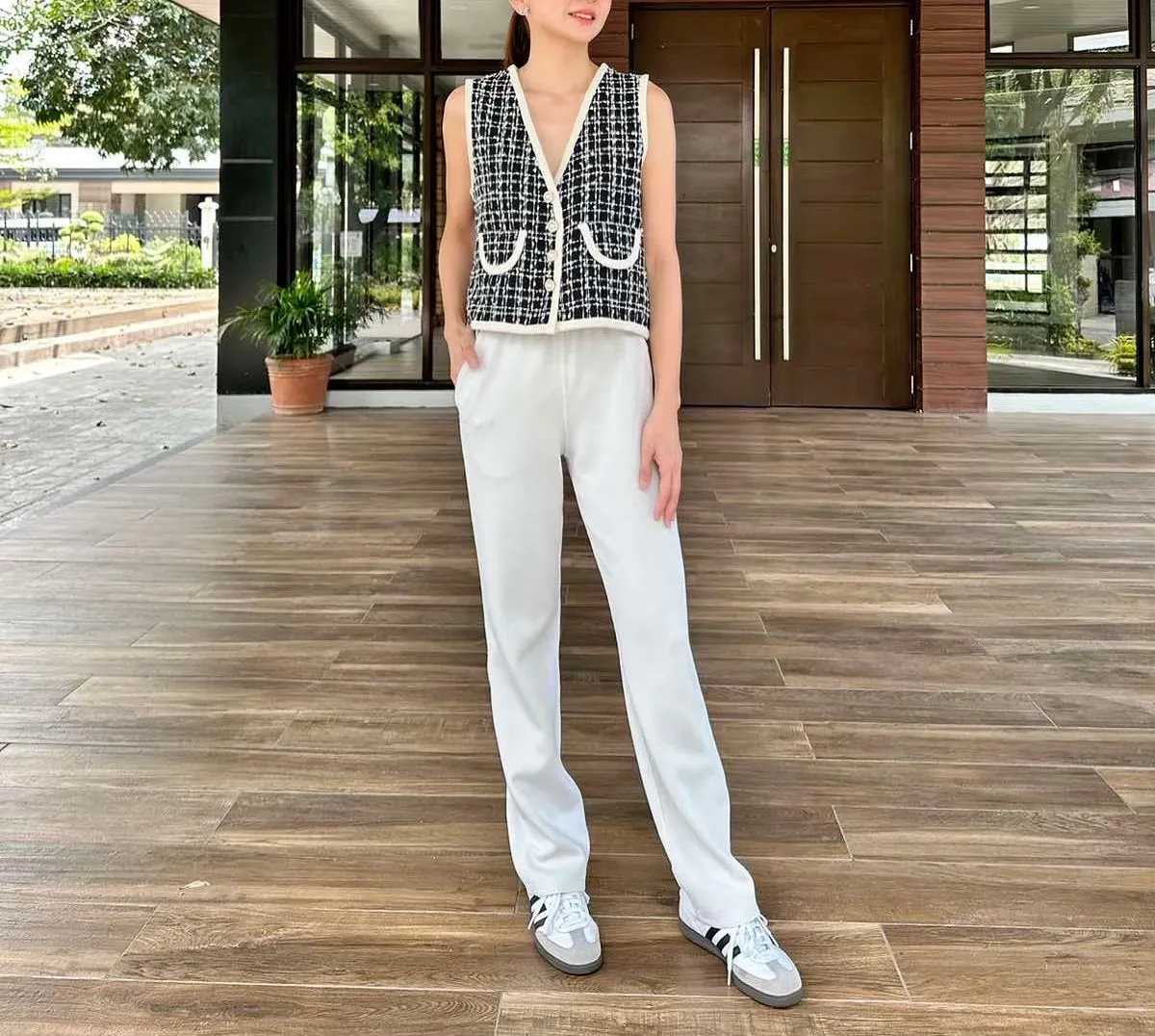 Hatty Vest in Black Check