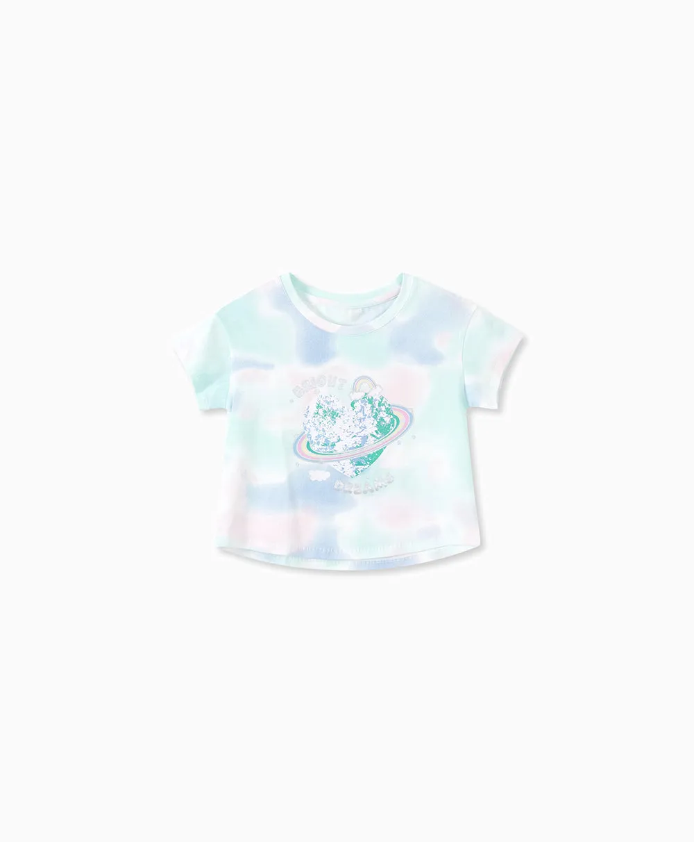 Junior Bright Dreams Short Sleeve Crop Graphic Tee