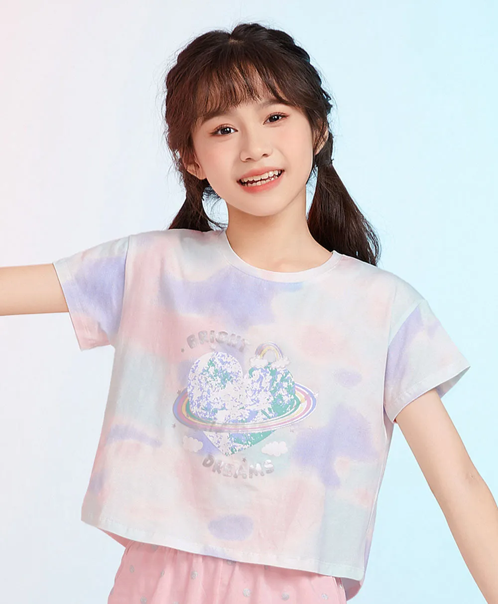 Junior Bright Dreams Short Sleeve Crop Graphic Tee