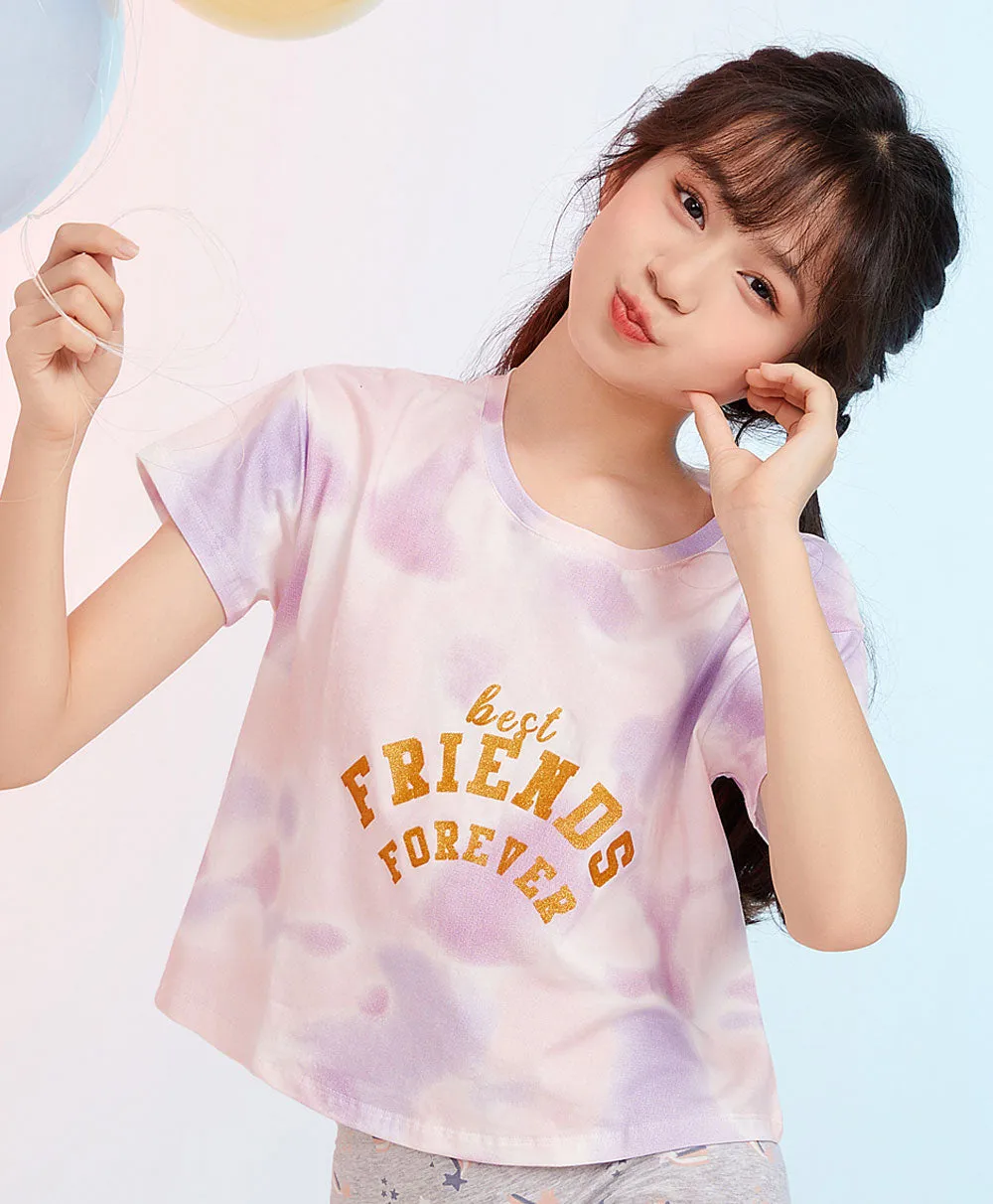Junior Bright Dreams Short Sleeve Crop Graphic Tee