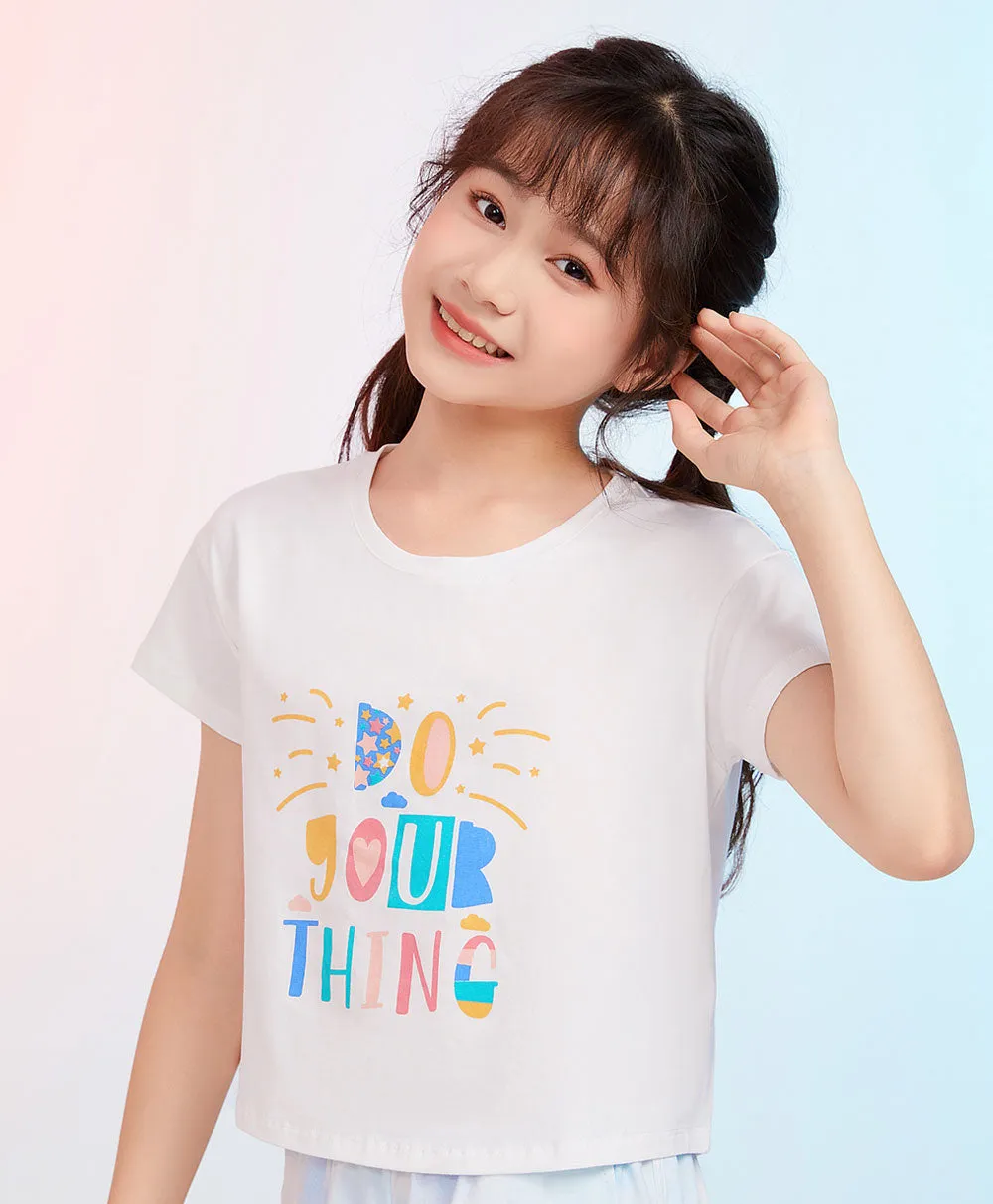 Junior Bright Dreams Short Sleeve Crop Graphic Tee