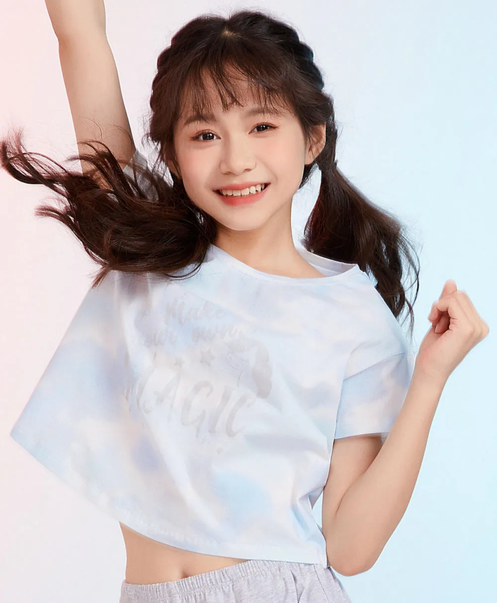 Junior Bright Dreams Short Sleeve Crop Graphic Tee