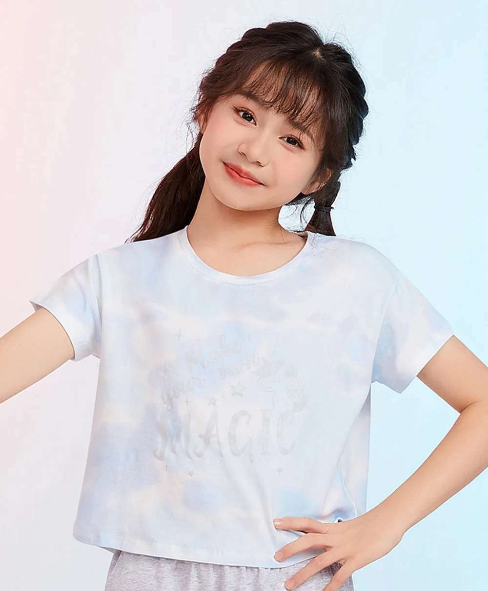 Junior Bright Dreams Short Sleeve Crop Graphic Tee