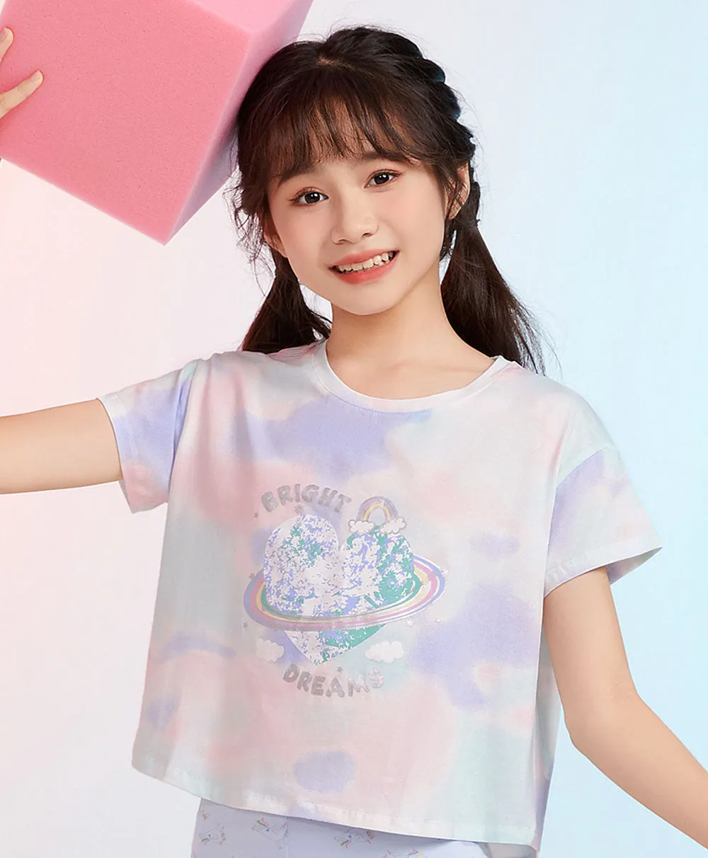 Junior Bright Dreams Short Sleeve Crop Graphic Tee