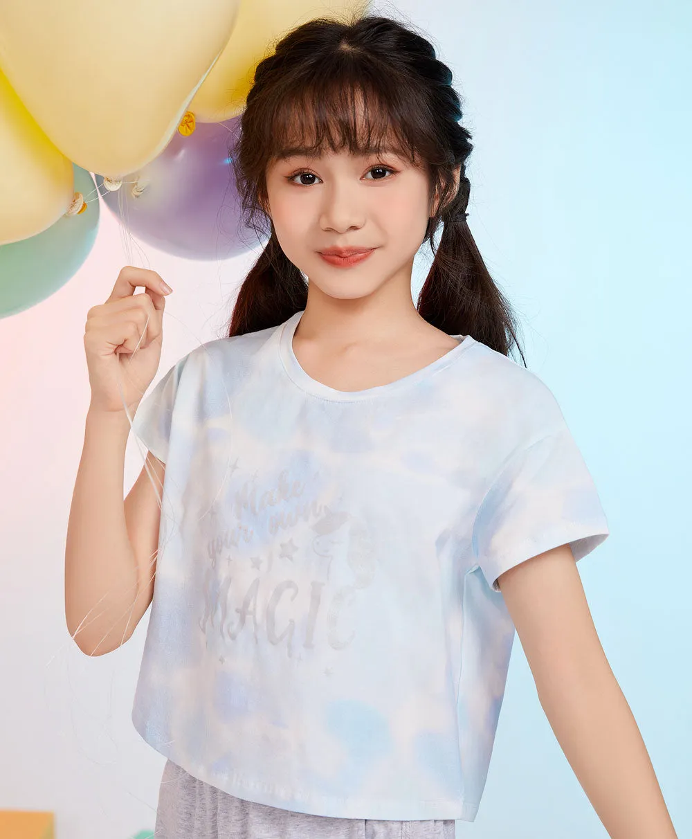 Junior Bright Dreams Short Sleeve Crop Graphic Tee