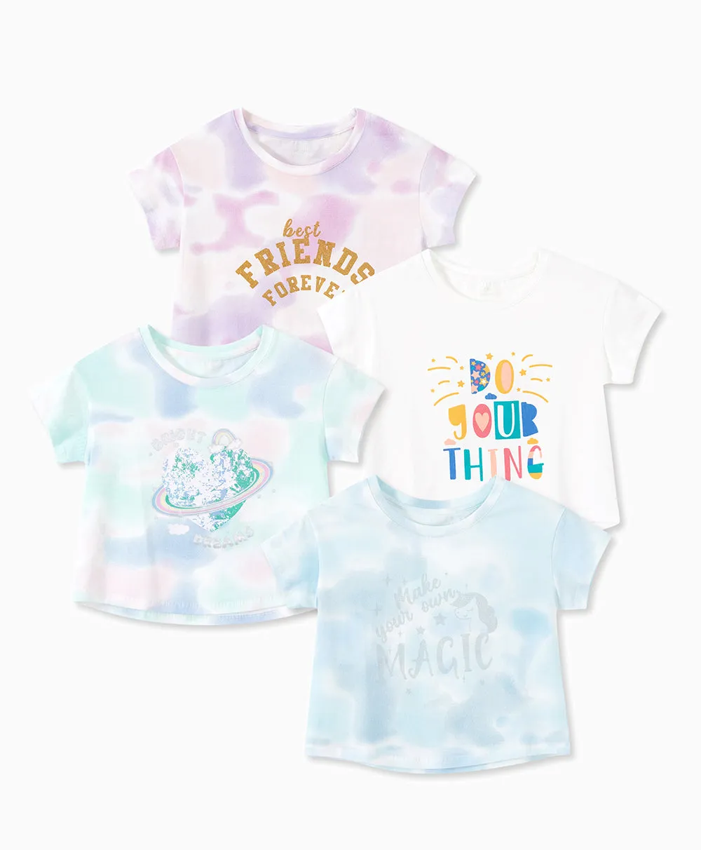 Junior Bright Dreams Short Sleeve Crop Graphic Tee