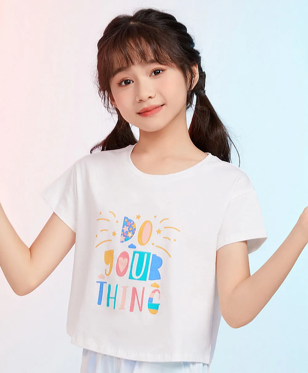 Junior Bright Dreams Short Sleeve Crop Graphic Tee