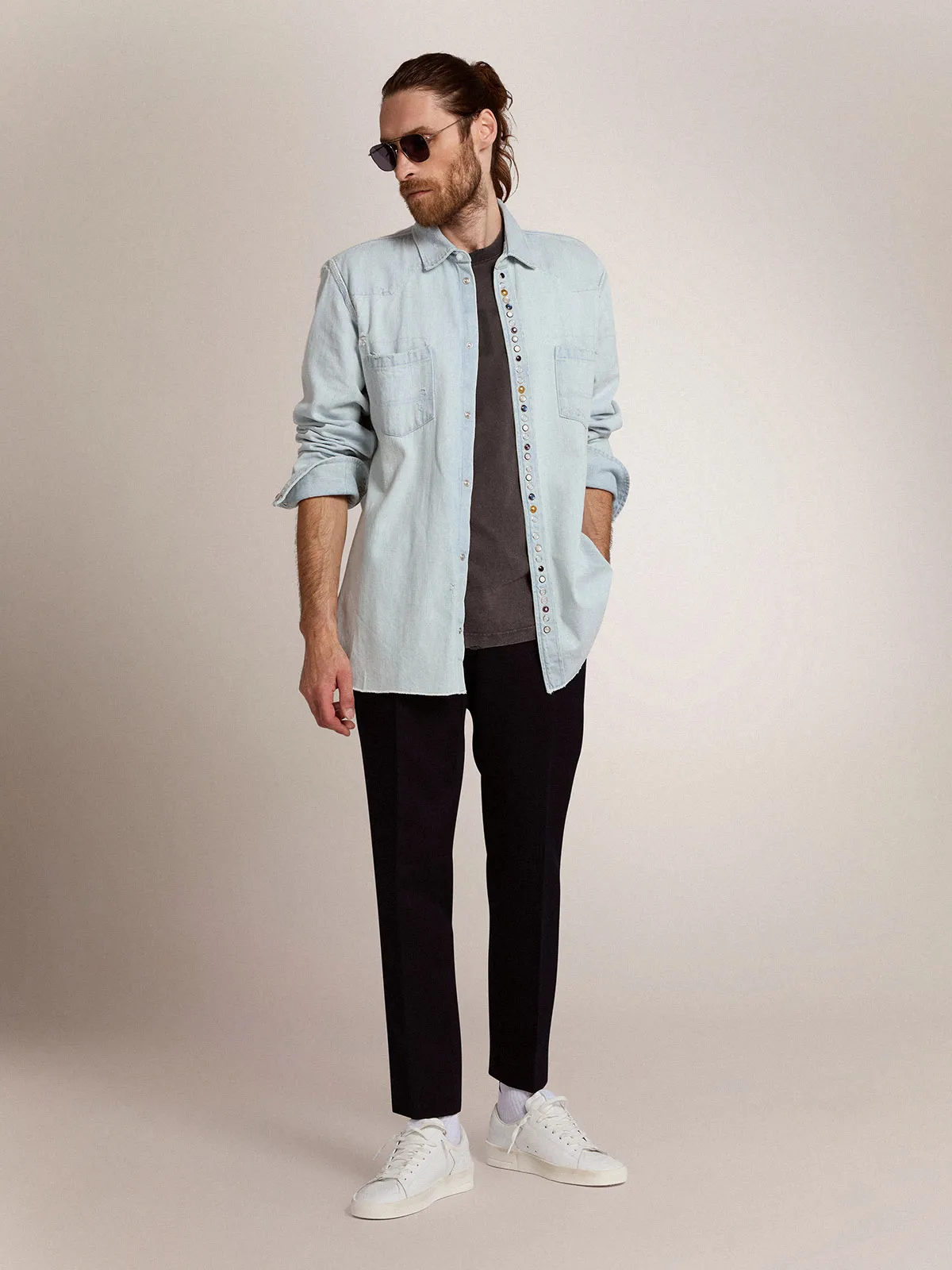 Men's pants in dark blue wool