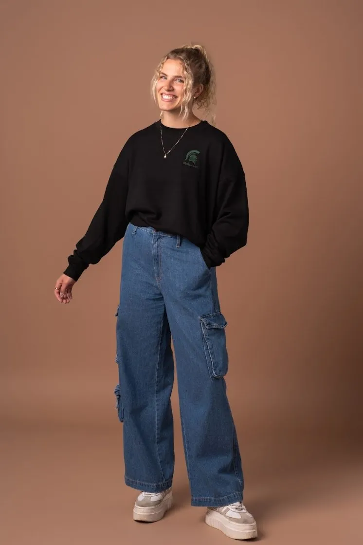 Michigan State Embroidered Supersoft Crew