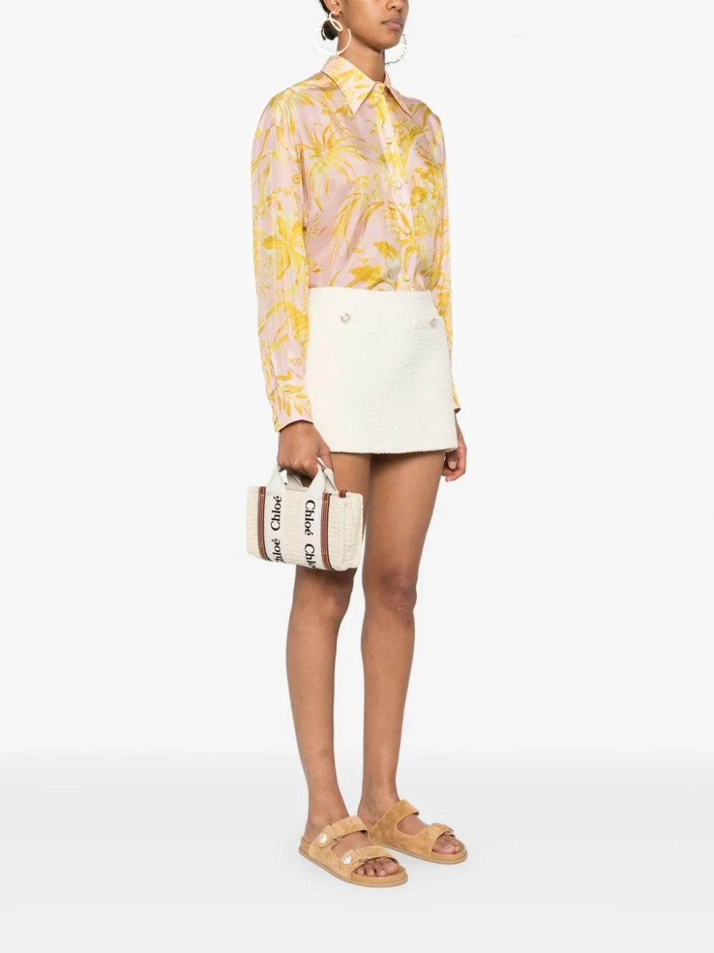 MINI WOODY CROSSBODY BAG IN COTTON AND LEATHER