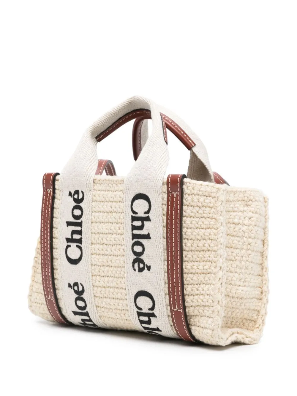MINI WOODY CROSSBODY BAG IN COTTON AND LEATHER