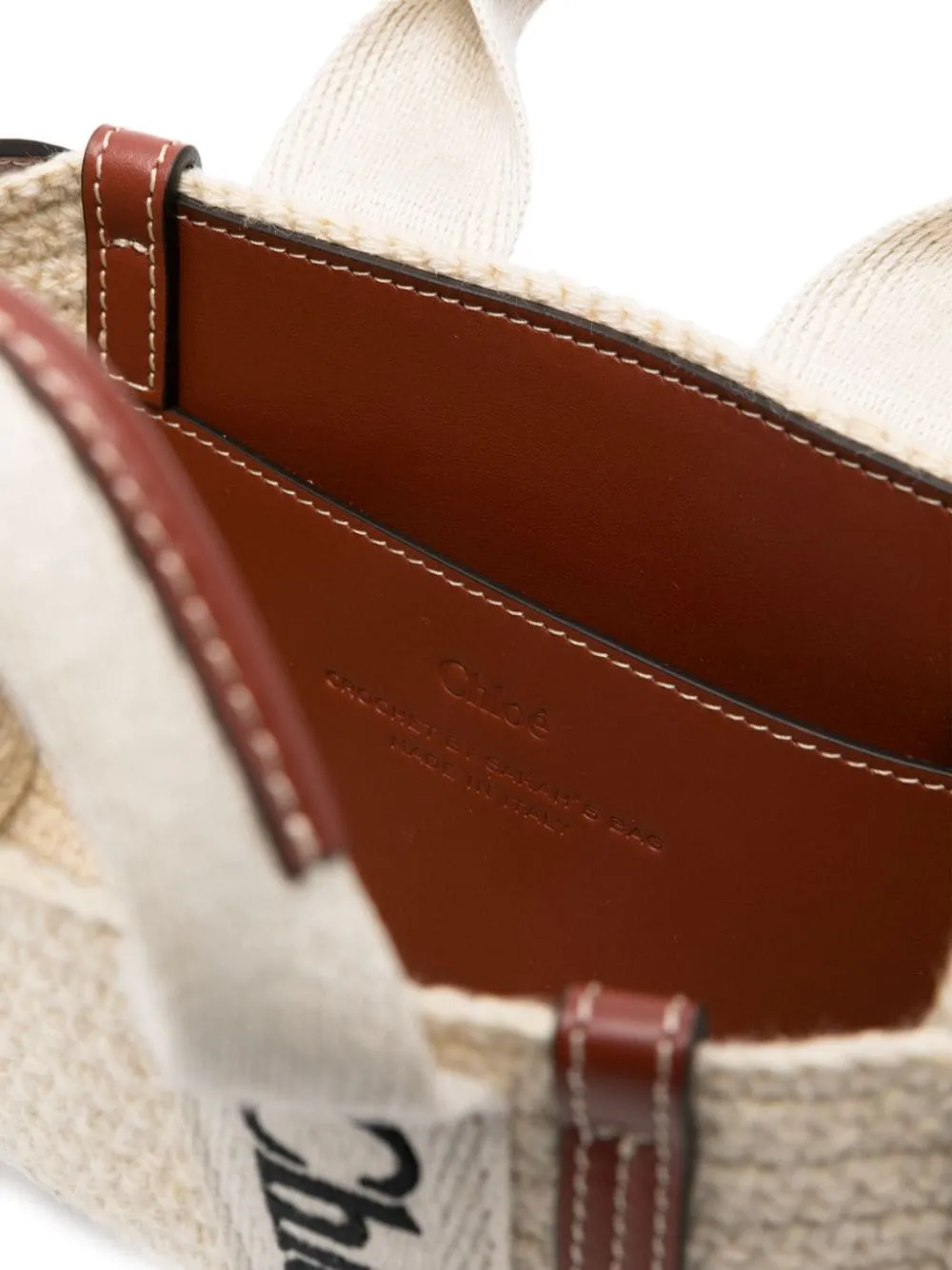 MINI WOODY CROSSBODY BAG IN COTTON AND LEATHER