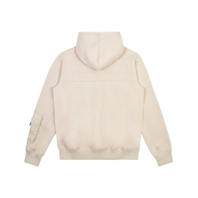 Mixed Media Utility Fleece Hoodie - Latte
