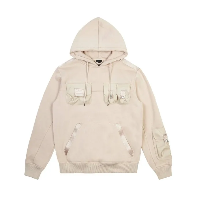 Mixed Media Utility Fleece Hoodie - Latte