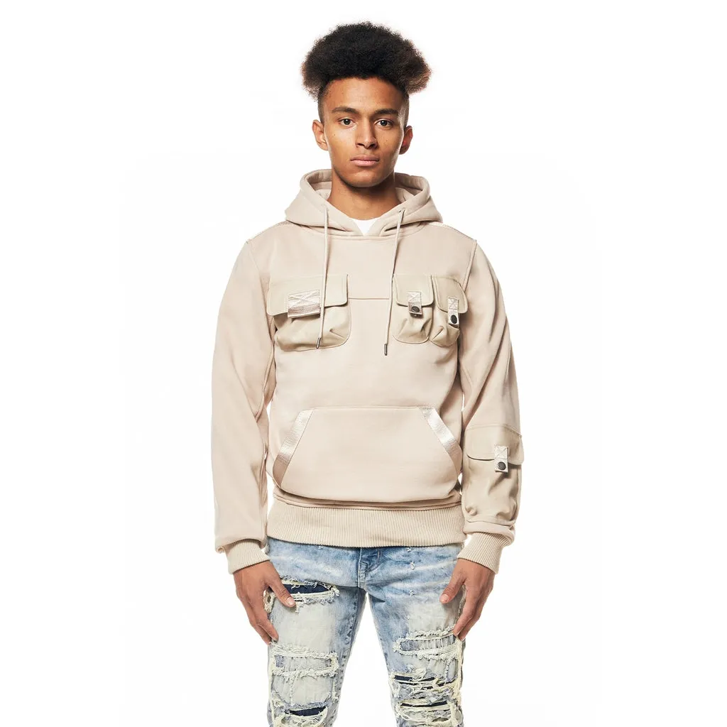 Mixed Media Utility Fleece Hoodie - Latte