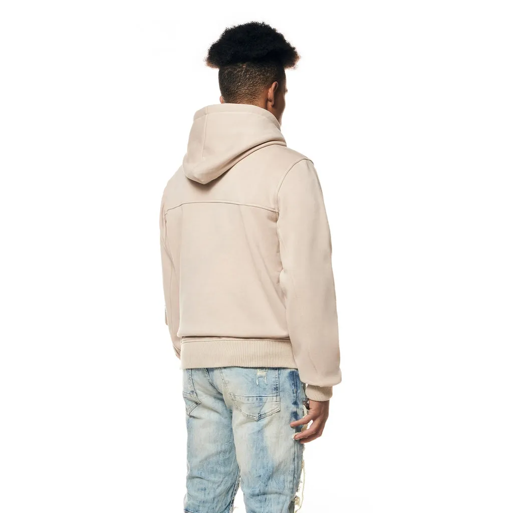 Mixed Media Utility Fleece Hoodie - Latte