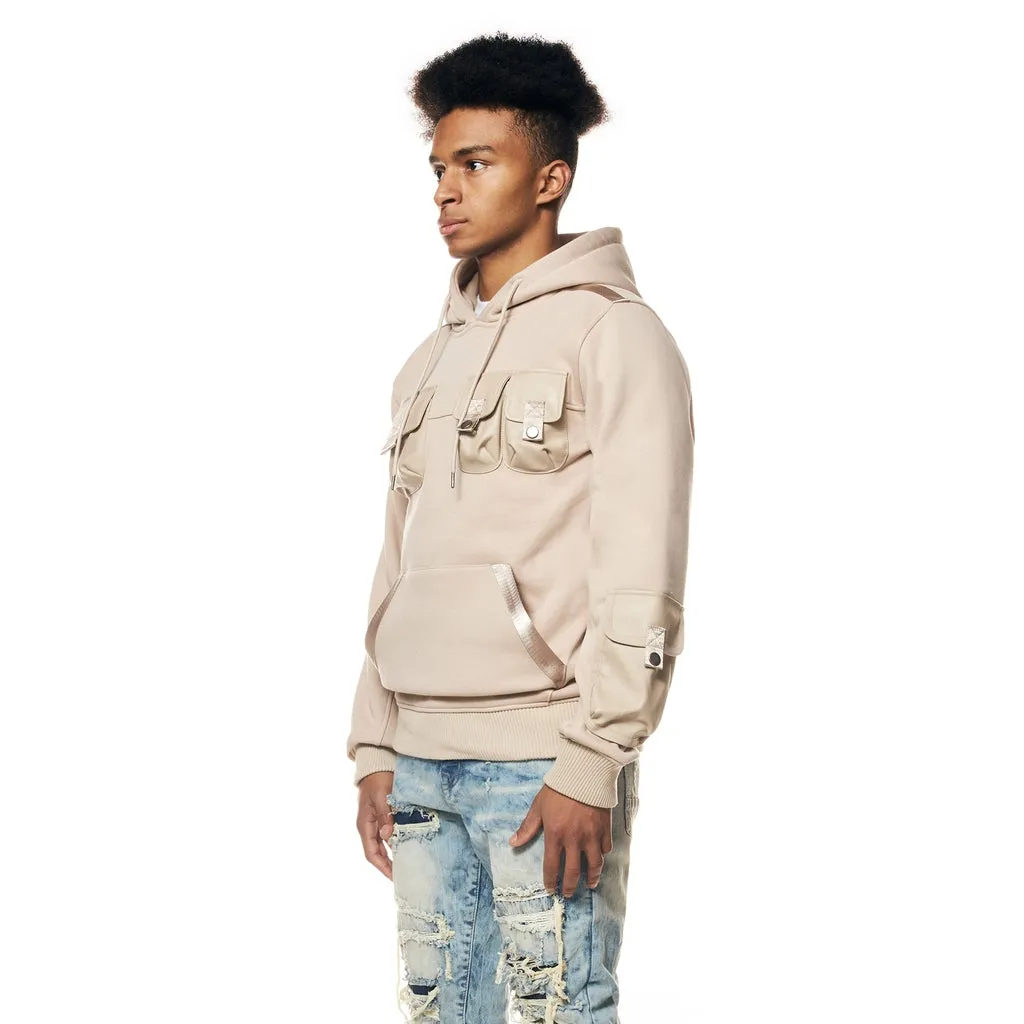 Mixed Media Utility Fleece Hoodie - Latte