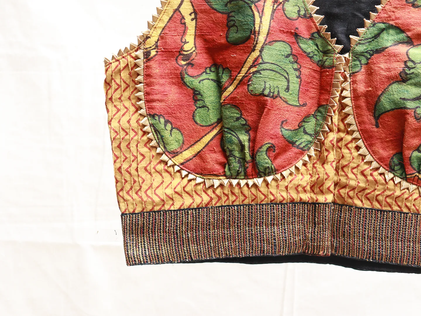 Mustard and black Kalamkari blouse