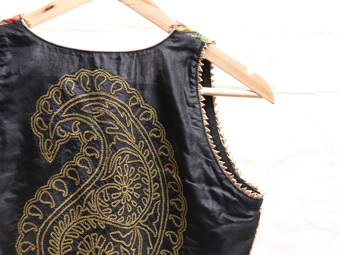 Mustard and black Kalamkari blouse