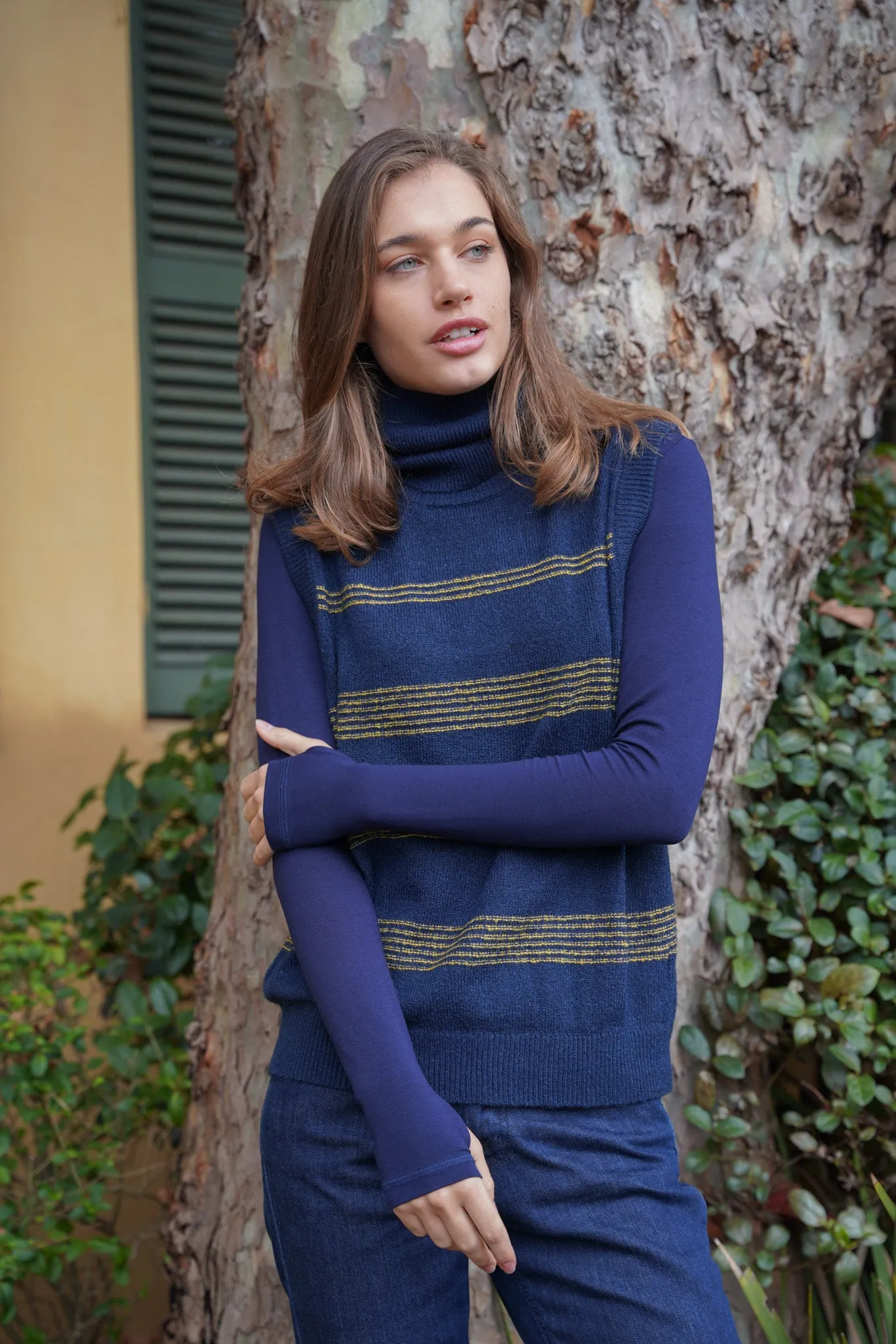 Navy Stripe Sleeveless Pullover