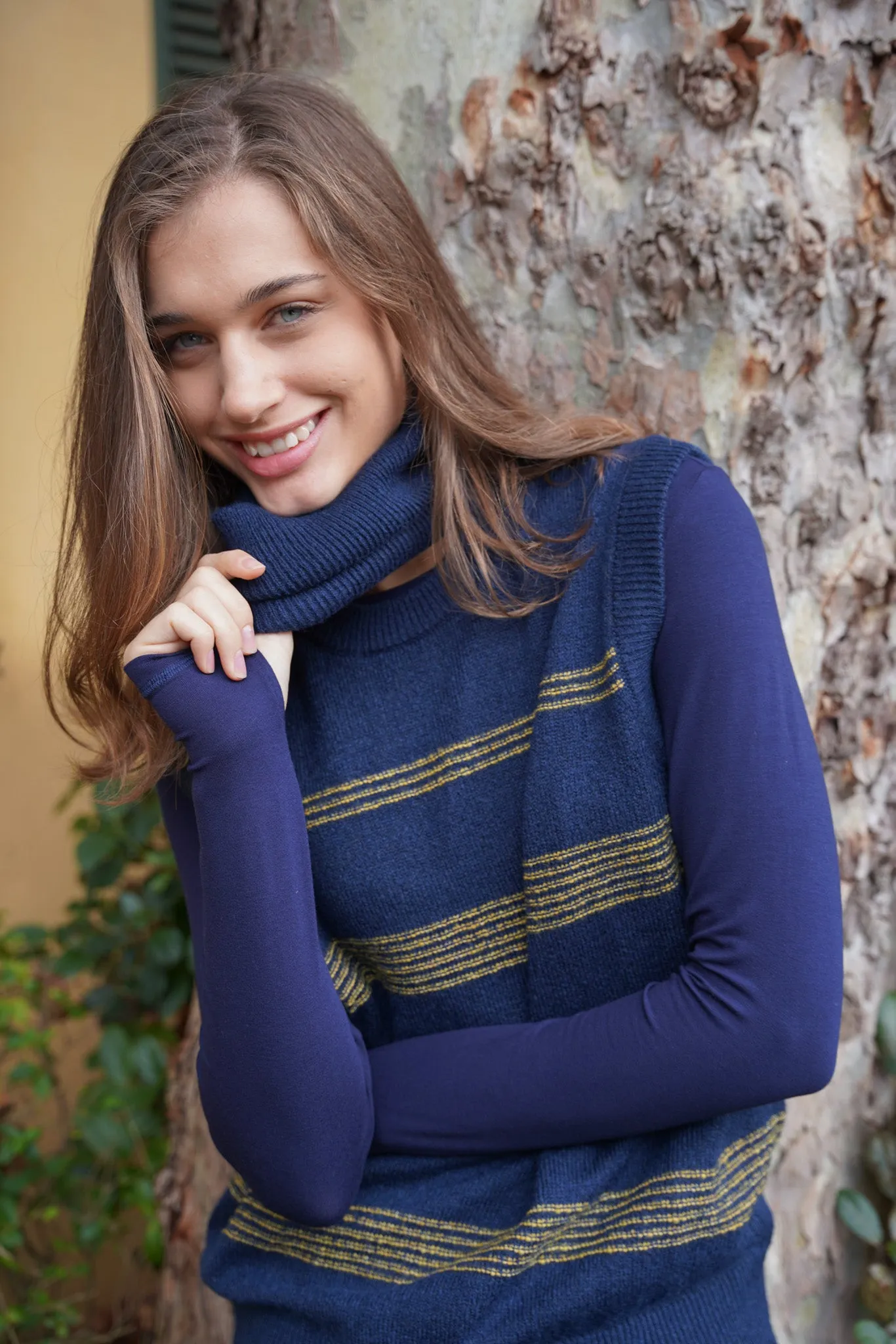 Navy Stripe Sleeveless Pullover