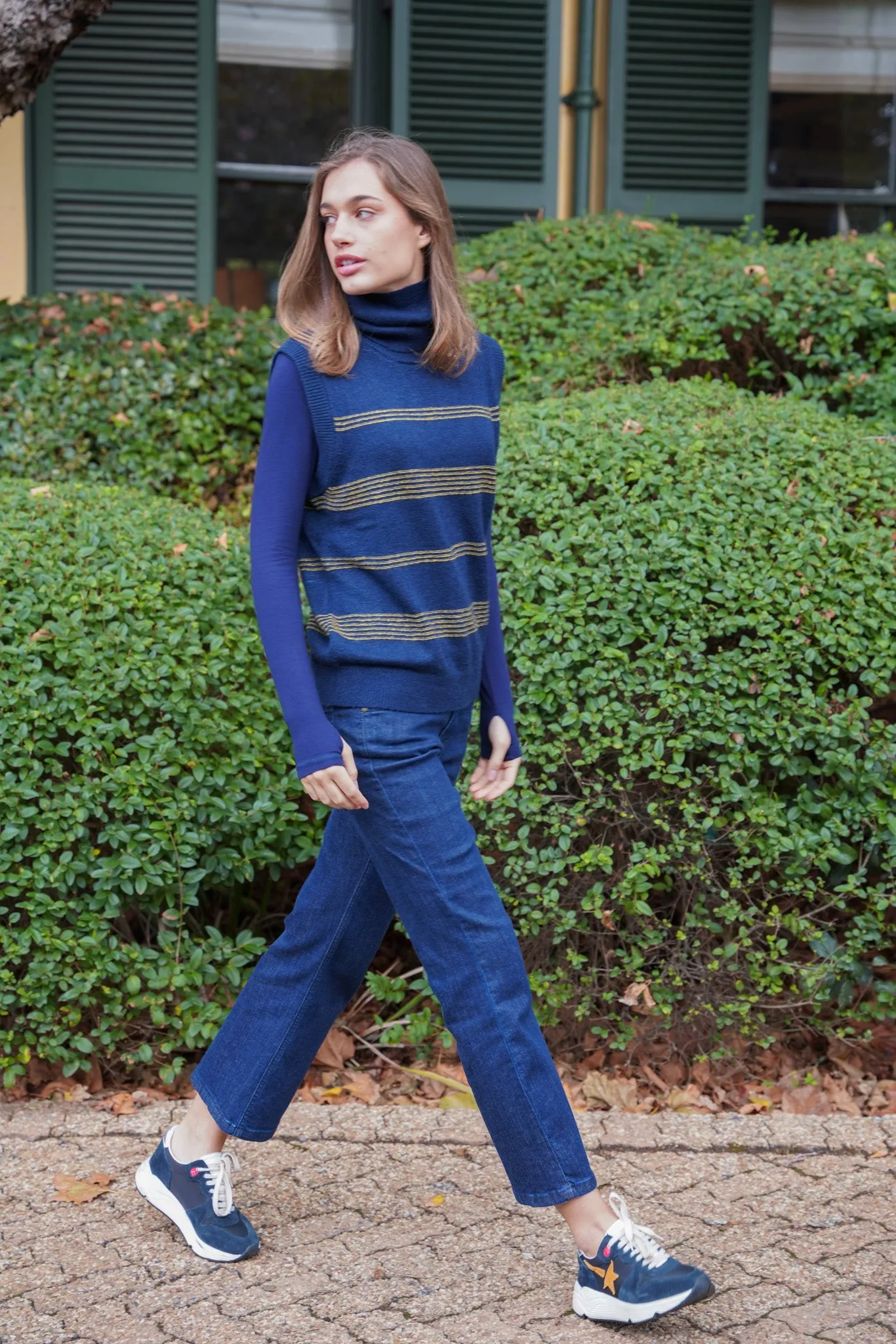 Navy Stripe Sleeveless Pullover