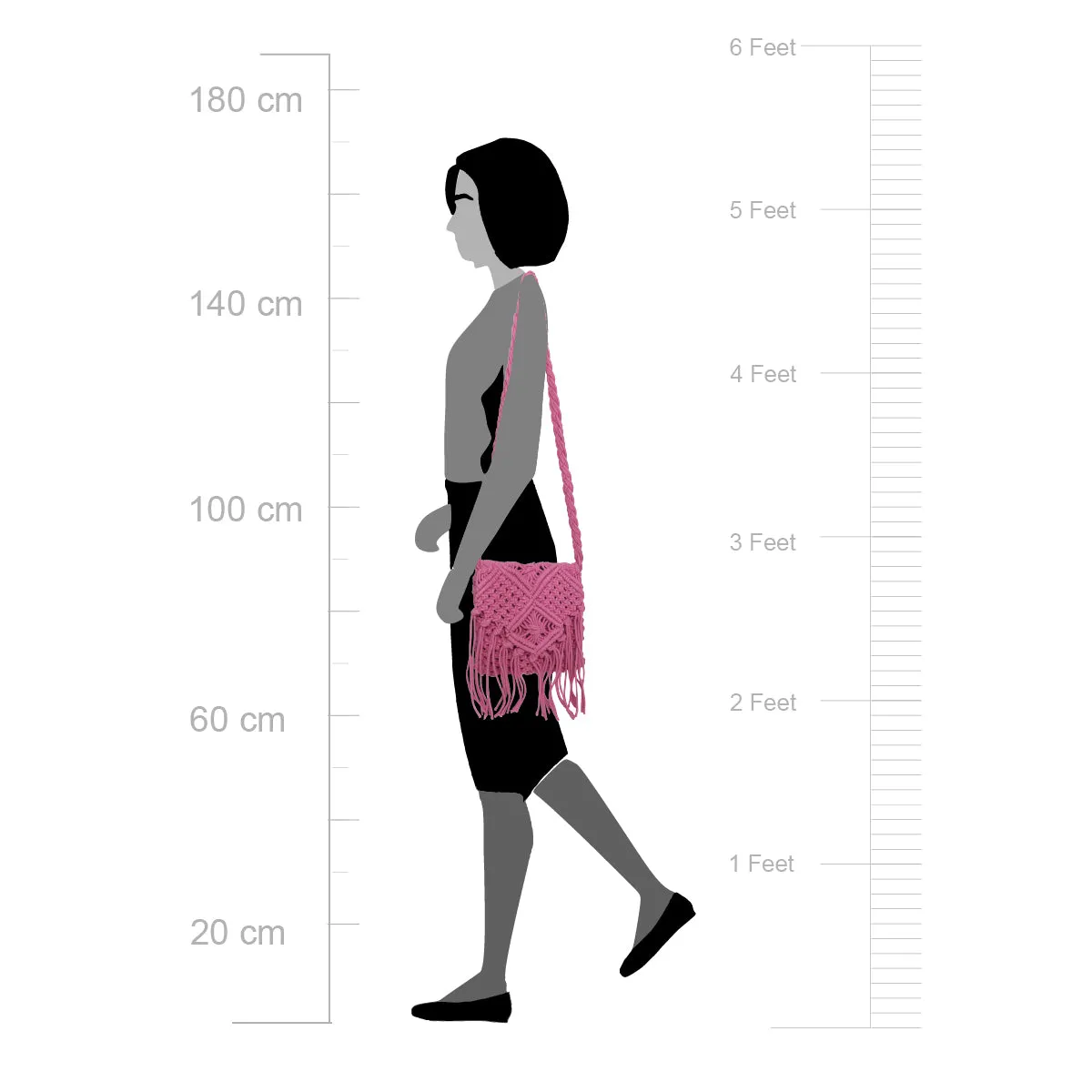 Pink Macrame Flapover Crossbody Sling Bag