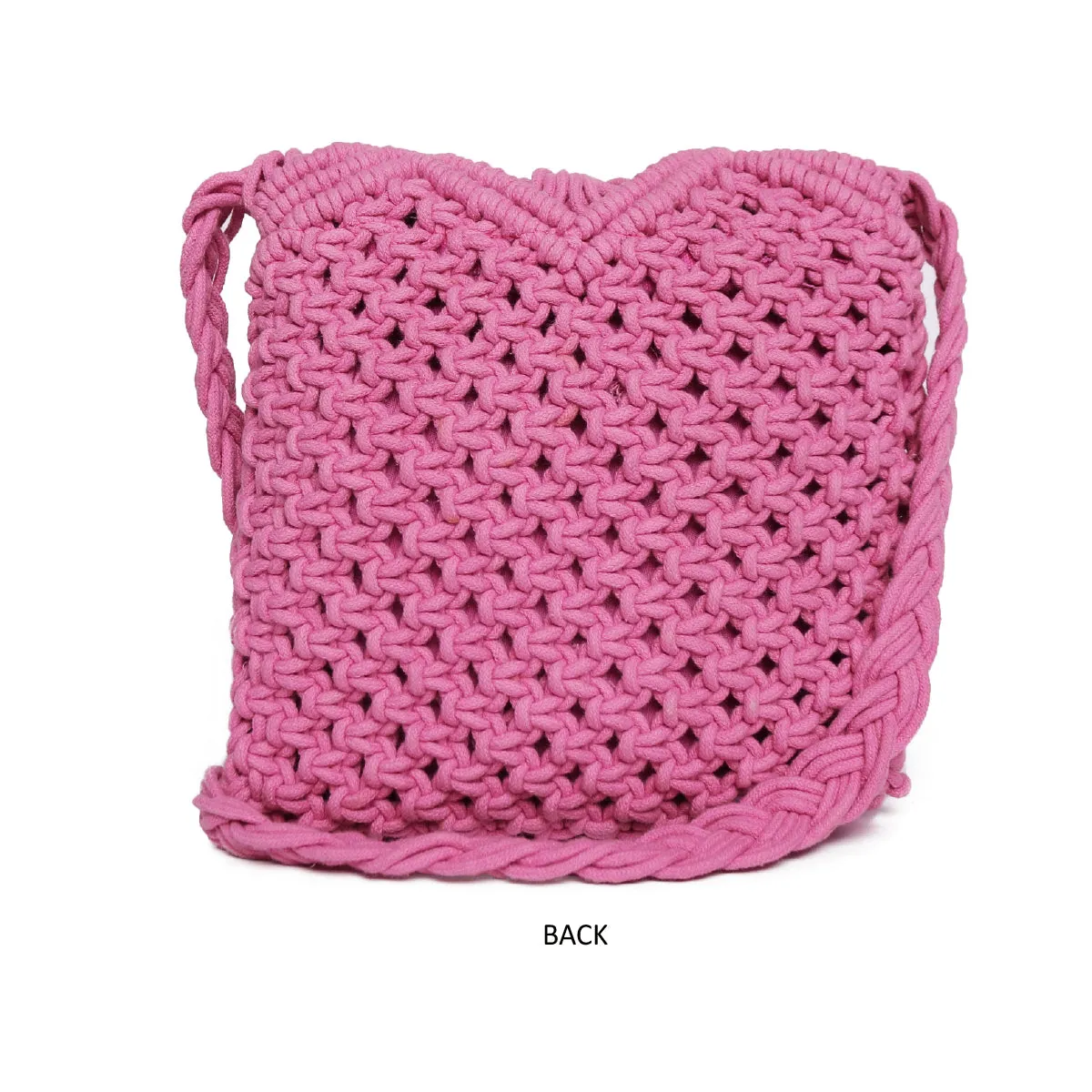 Pink Macrame Flapover Crossbody Sling Bag