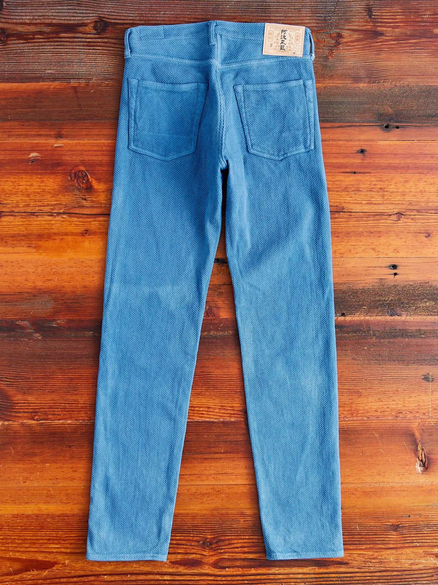 "Awa-Ai" Asagi Indigo Sashiko Pants - Regular Tapered Fit