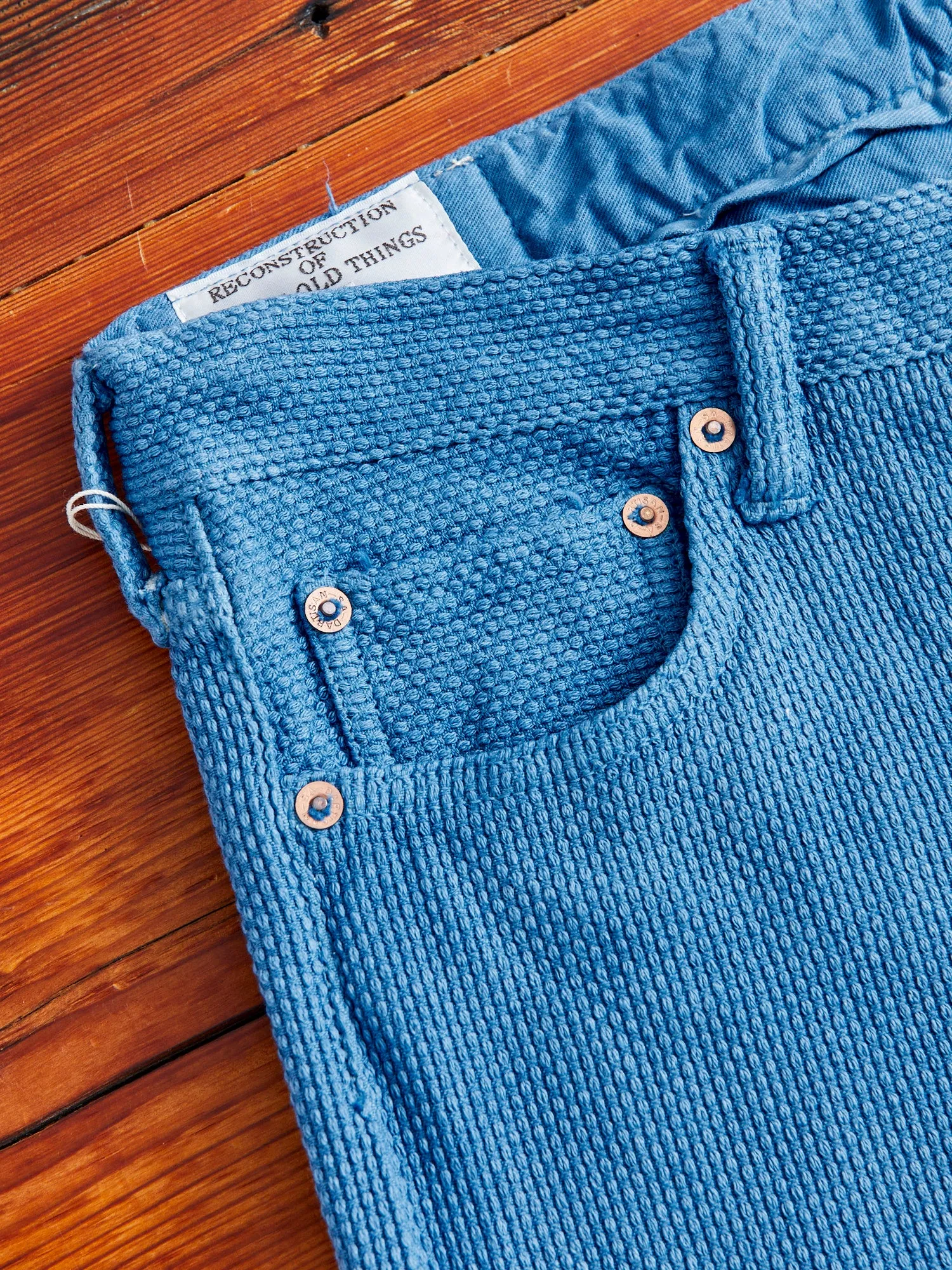 "Awa-Ai" Asagi Indigo Sashiko Pants - Regular Tapered Fit