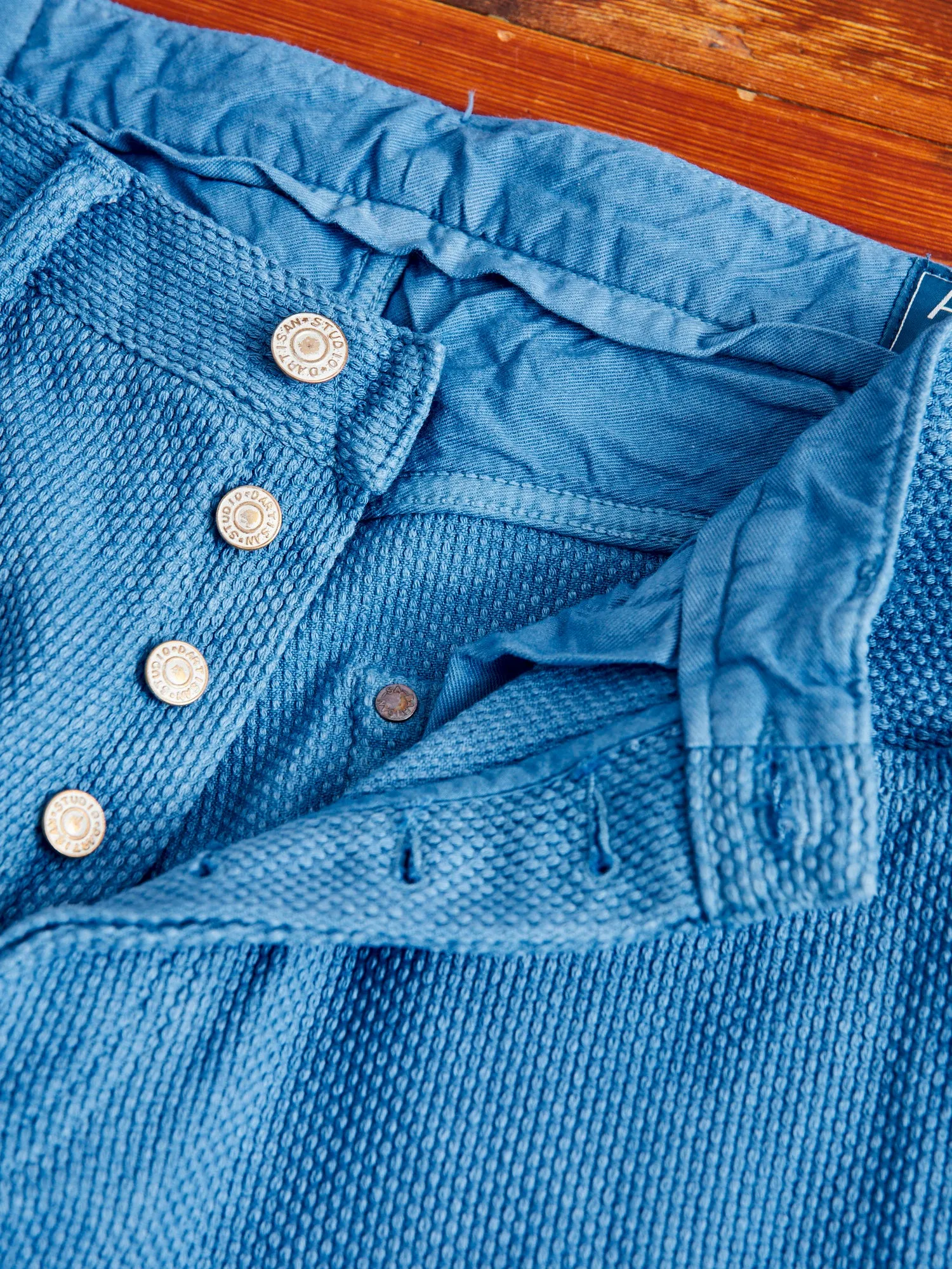 "Awa-Ai" Asagi Indigo Sashiko Pants - Regular Tapered Fit