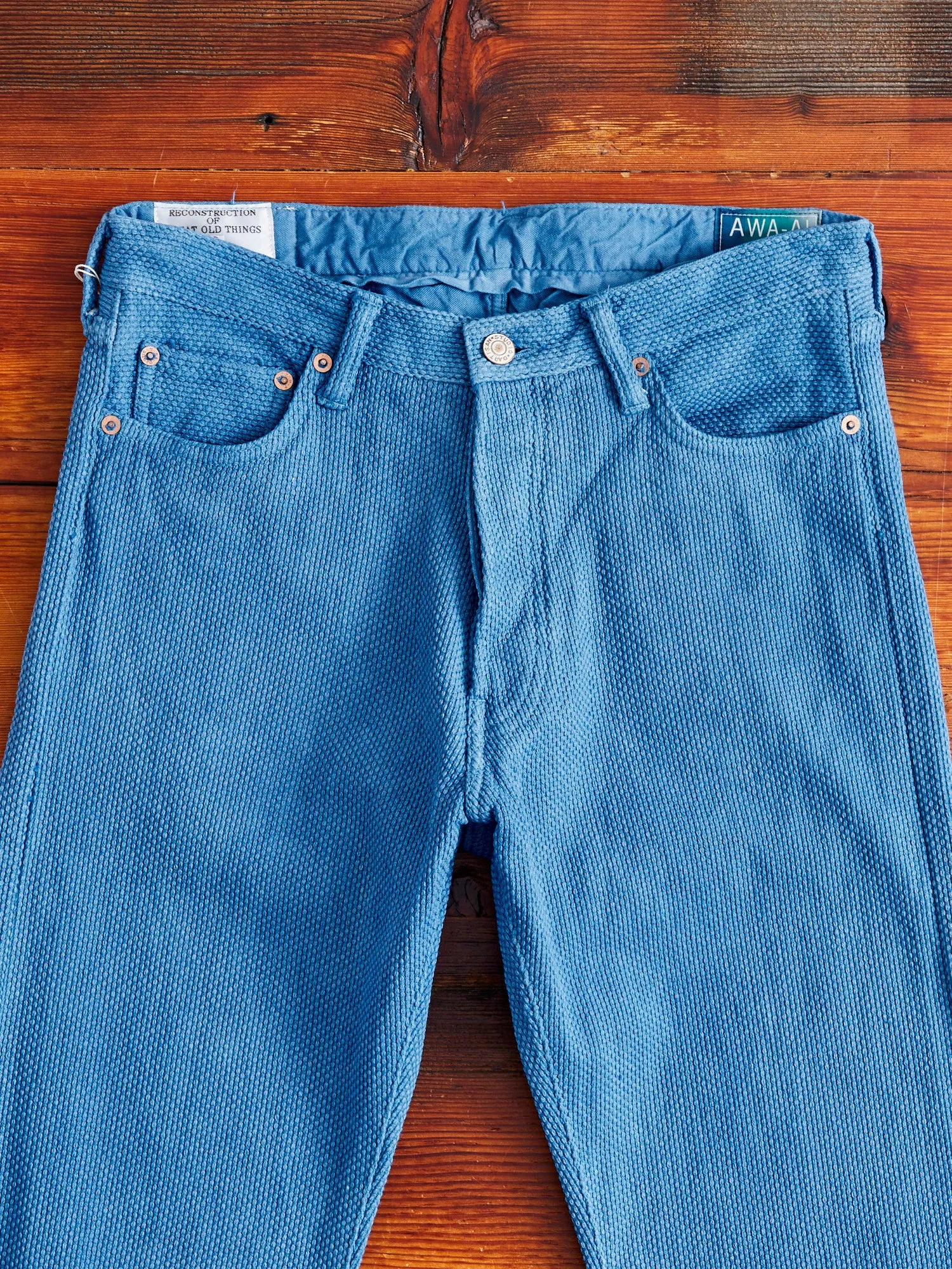 "Awa-Ai" Asagi Indigo Sashiko Pants - Regular Tapered Fit