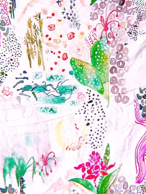Rayon challis in paradise doodle