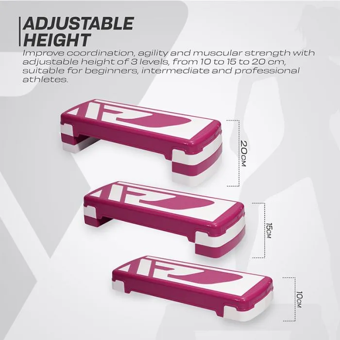 RDX 1P 20cm Aerobic Step Platform with 3 Level Risers 5cm Height Each