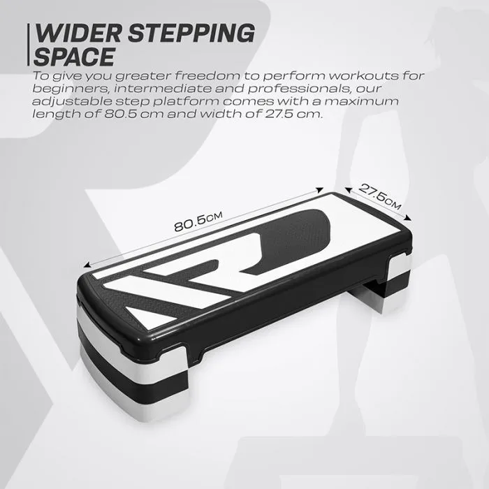 RDX 1P 20cm Aerobic Step Platform with 3 Level Risers 5cm Height Each