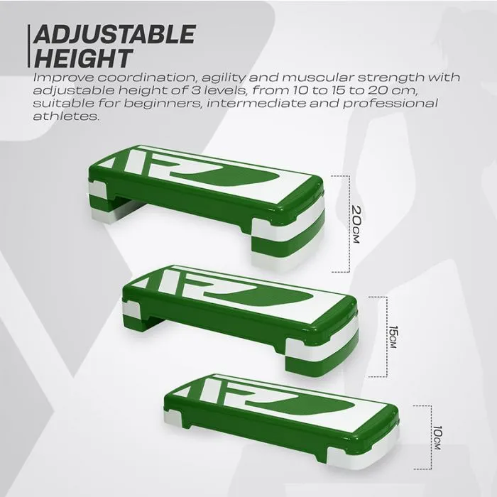 RDX 1P 20cm Aerobic Step Platform with 3 Level Risers 5cm Height Each