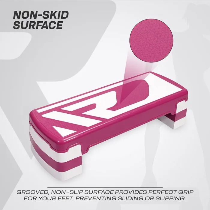 RDX 1P 20cm Aerobic Step Platform with 3 Level Risers 5cm Height Each