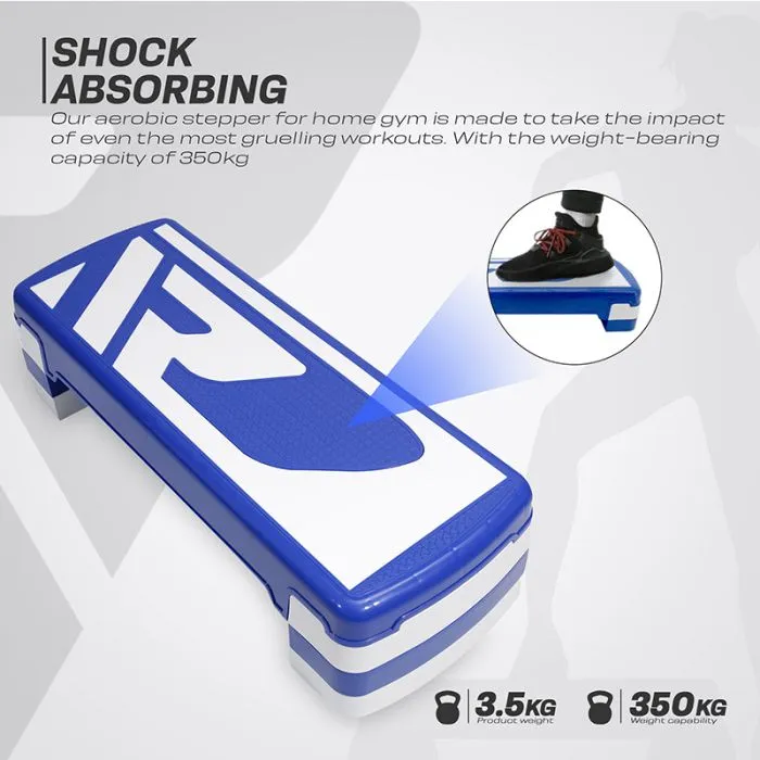 RDX 1P 20cm Aerobic Step Platform with 3 Level Risers 5cm Height Each
