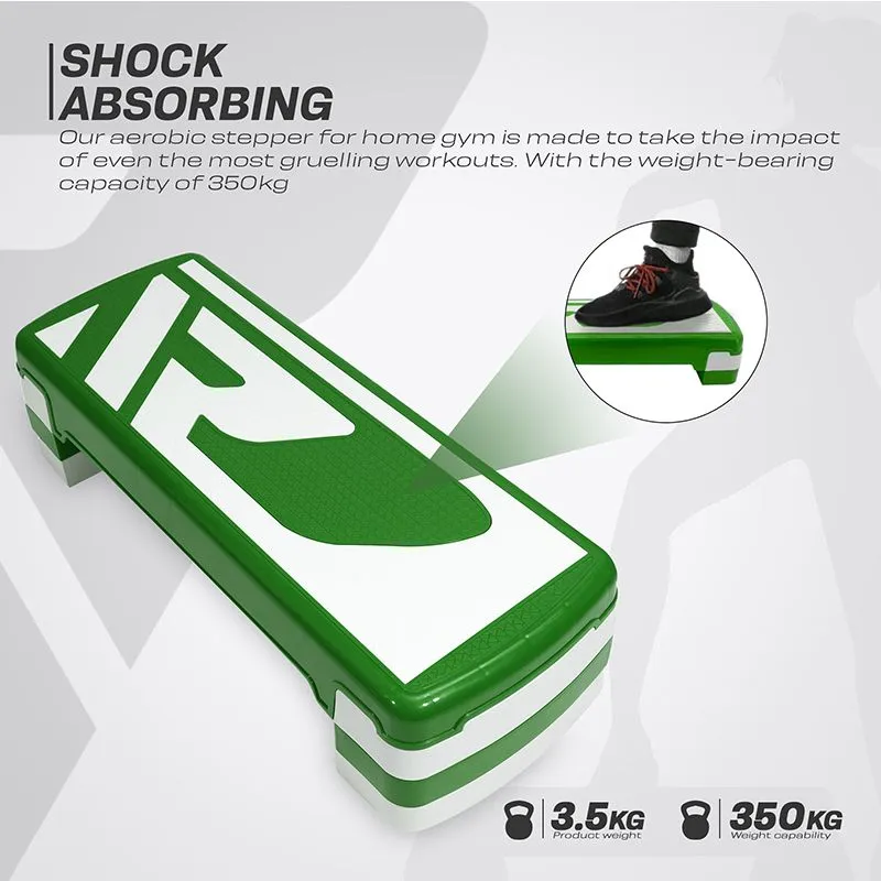 RDX 1P 20cm Aerobic Step Platform with 3 Level Risers 5cm Height Each