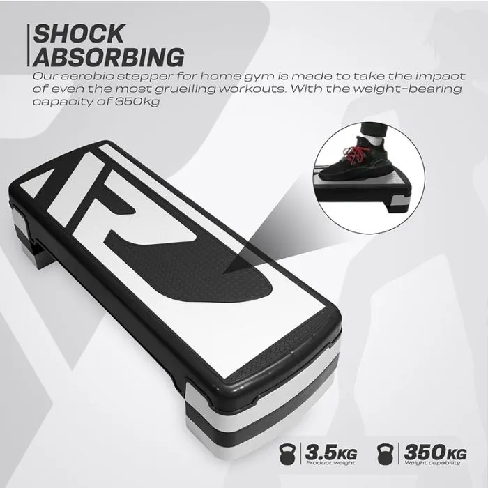 RDX 1P 20cm Aerobic Step Platform with 3 Level Risers 5cm Height Each