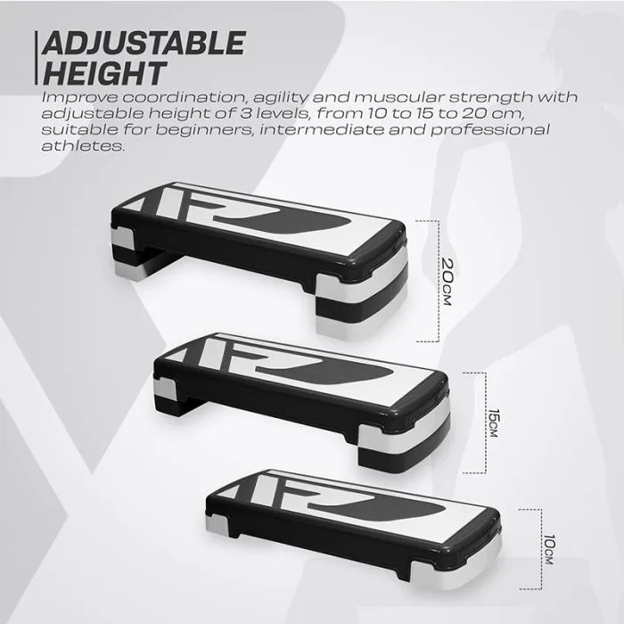 RDX 1P 20cm Aerobic Step Platform with 3 Level Risers 5cm Height Each