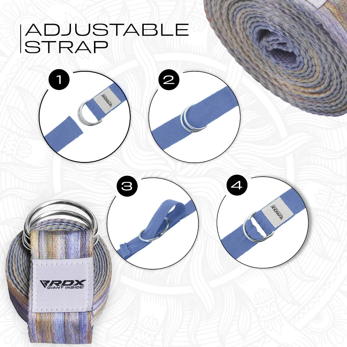 RDX F1 D-Ring Steel Buckle Cotton Yoga Strap