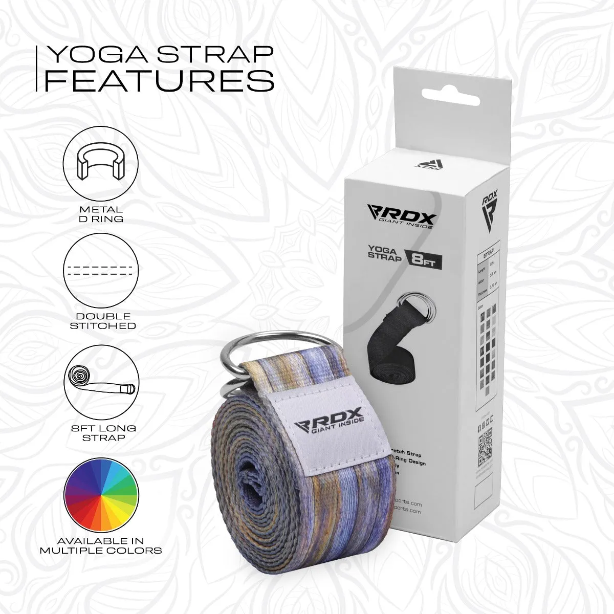 RDX F1 D-Ring Steel Buckle Cotton Yoga Strap