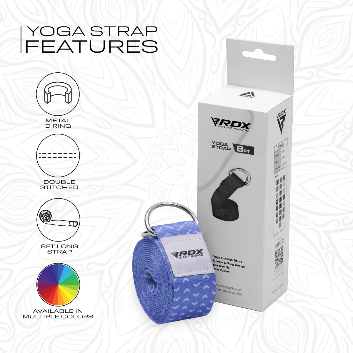 RDX F14 D-Ring Steel Buckle Cotton Yoga Strap