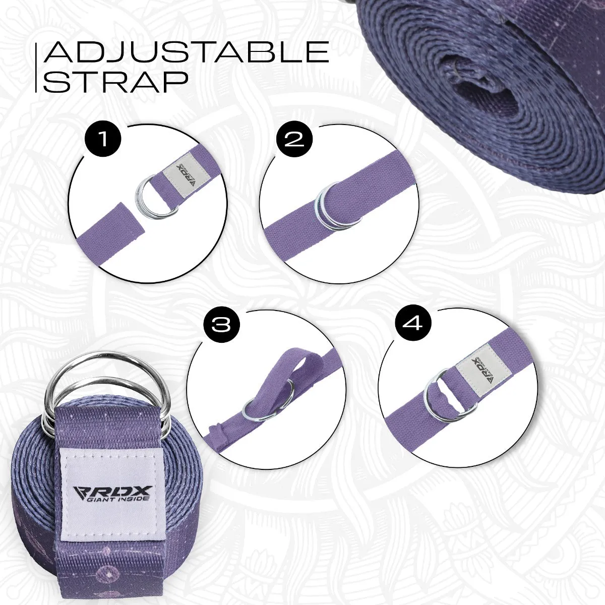 RDX F19 D-Ring Steel Buckle Cotton Yoga Strap