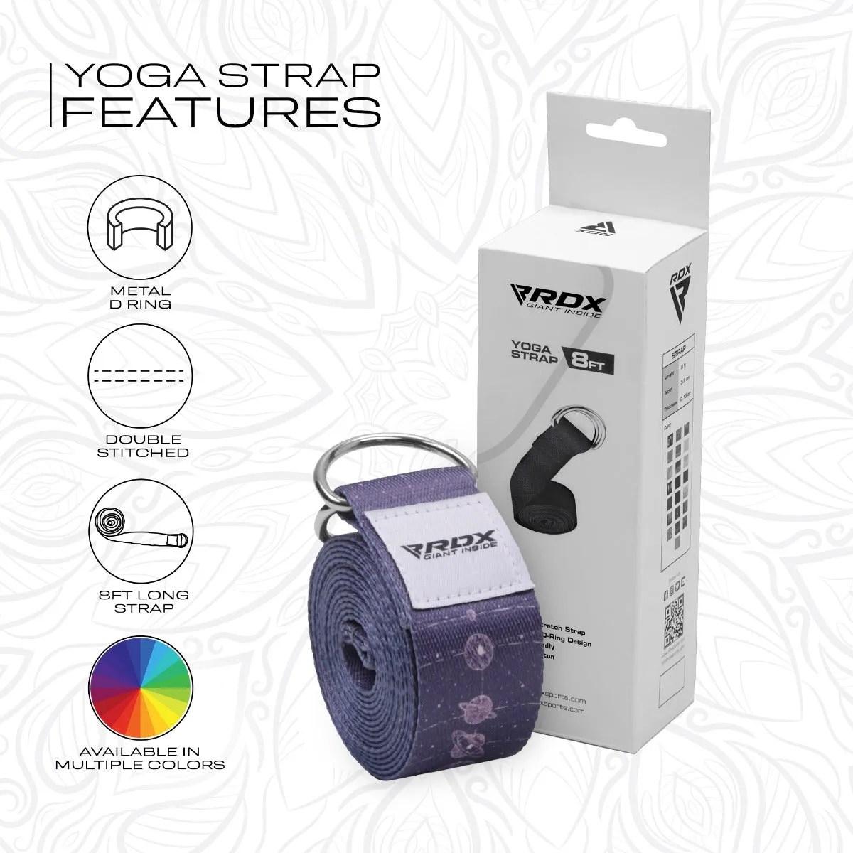 RDX F19 D-Ring Steel Buckle Cotton Yoga Strap