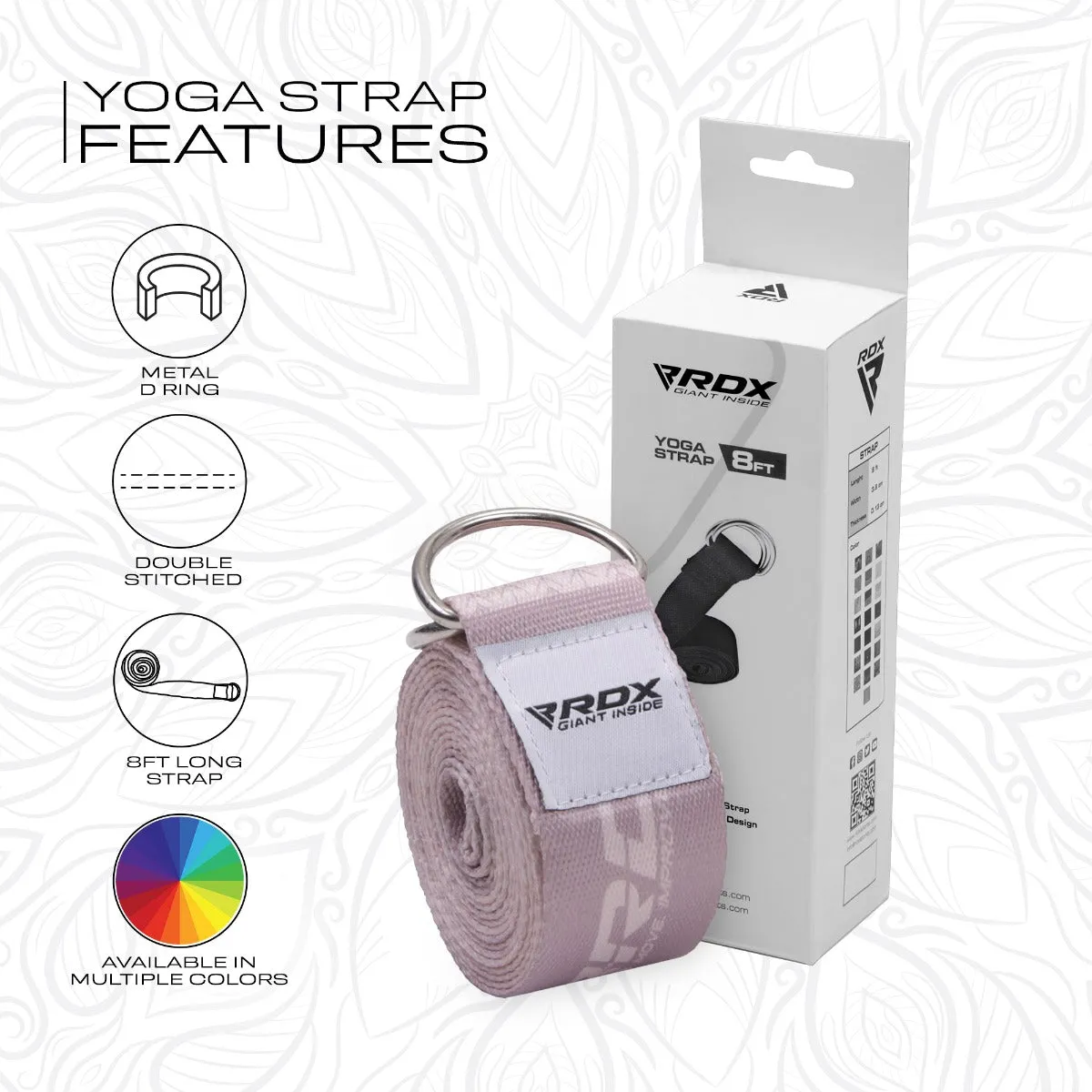 RDX F22 D-Ring Steel Buckle Cotton Yoga Strap